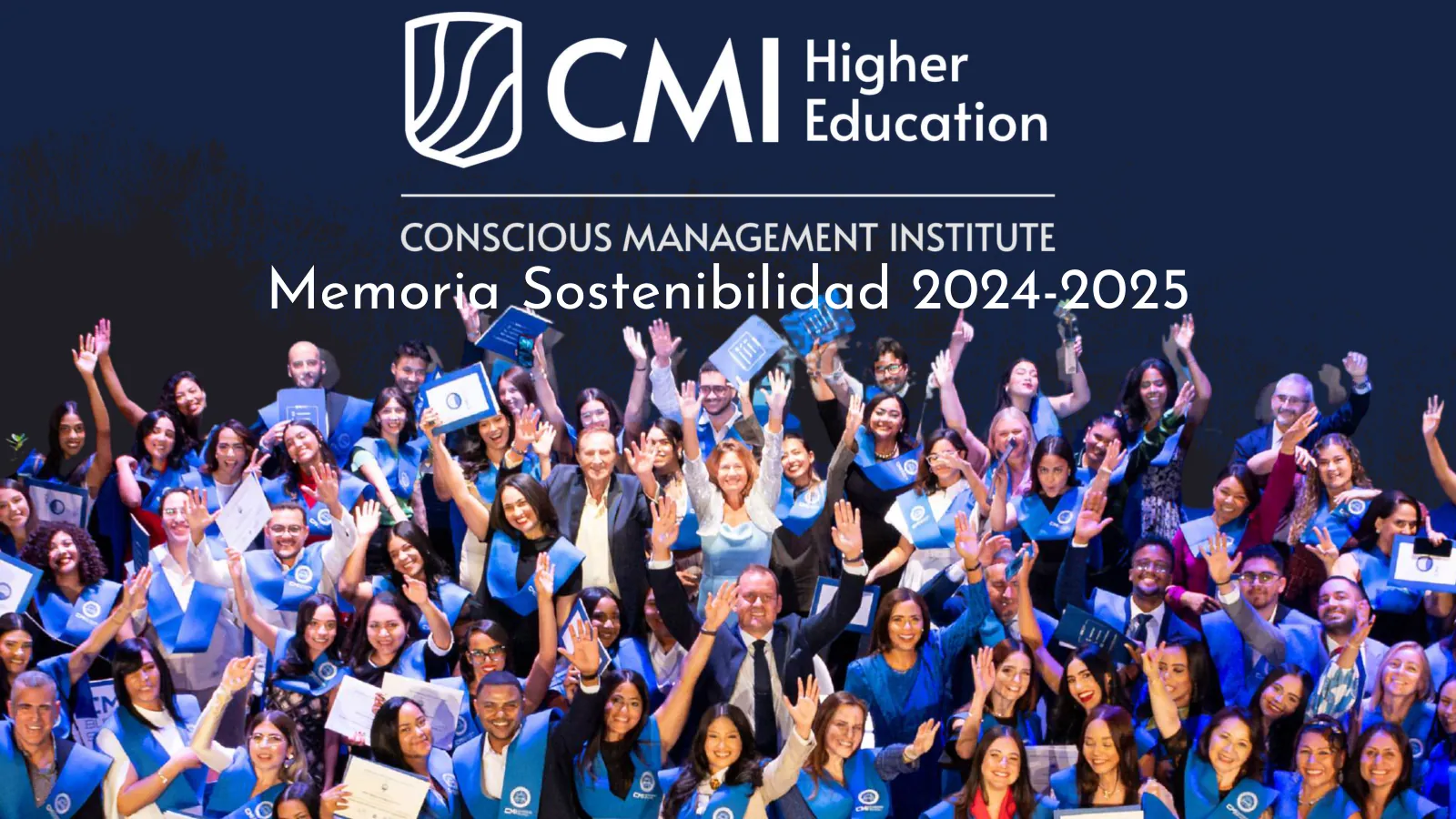 Portada de la Memoria de Sostenibilidad 2024-2025 de CMI Higher Education
