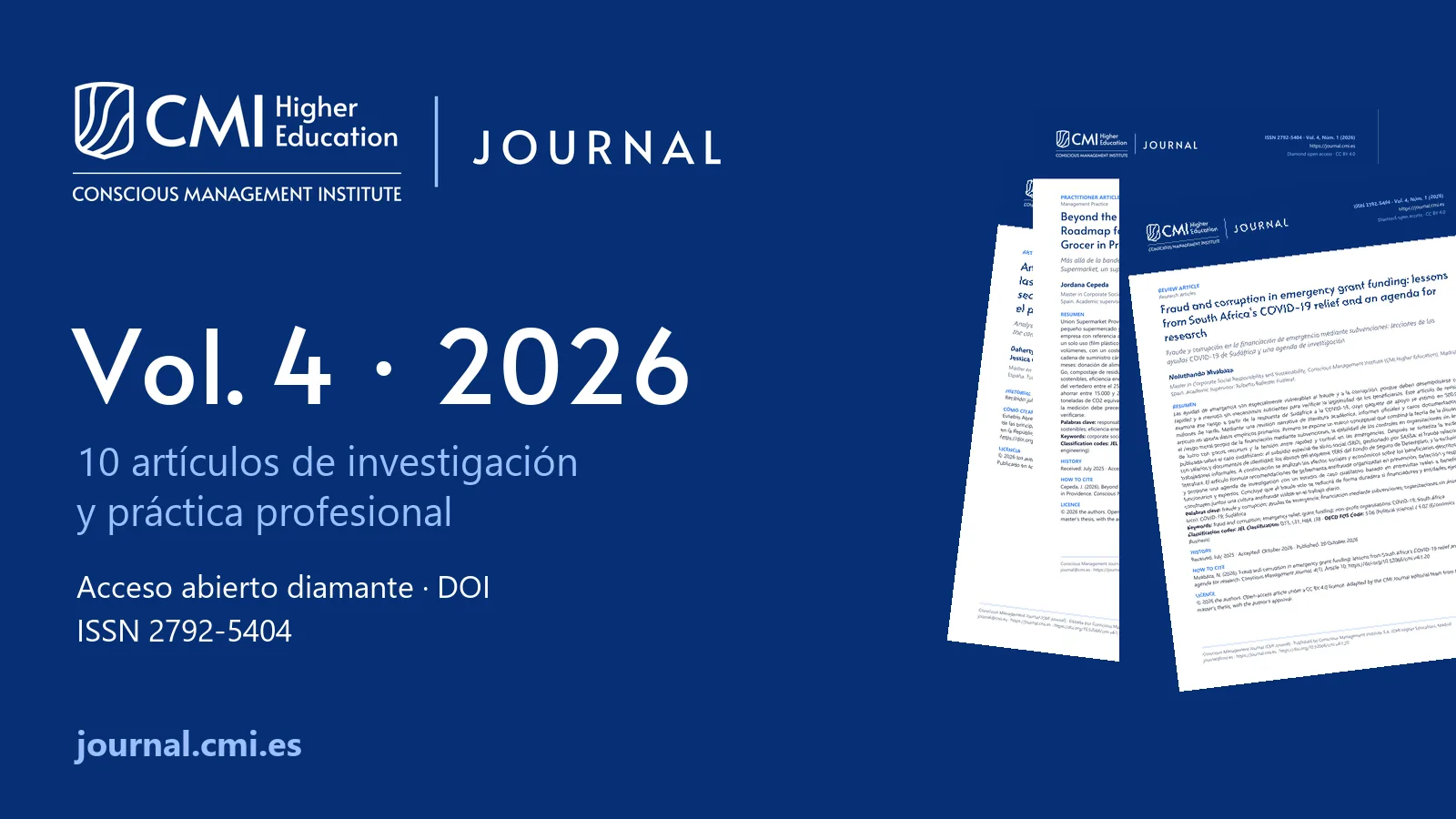 Conscious Management Journal, volumen 4 (2026): 10 artículos en acceso abierto